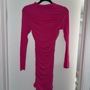 Naked Wardrobe Fuchsia Long Sleeve Dress